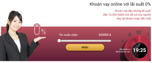Khoản vay online với lãi suất 0% đến 100.000.000 đ tại Creditnice