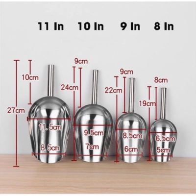 Xẻng Xúc Đá – Muỗng Xúc Đá Inox | Xúc Gạo, Đồ Khô | Nhiều Size 20–30cm